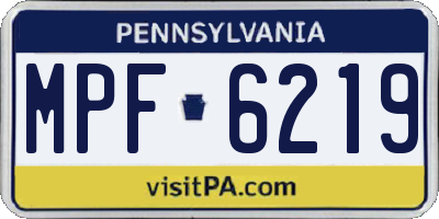 PA license plate MPF6219