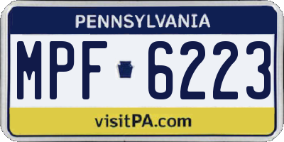 PA license plate MPF6223