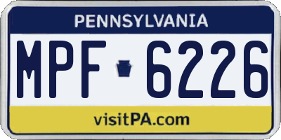 PA license plate MPF6226