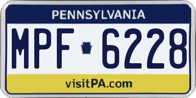 PA license plate MPF6228