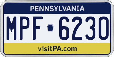 PA license plate MPF6230