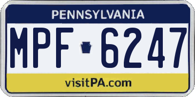 PA license plate MPF6247