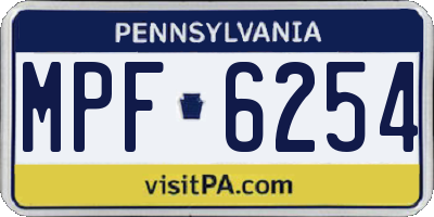 PA license plate MPF6254