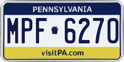 PA license plate MPF6270