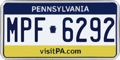 PA license plate MPF6292