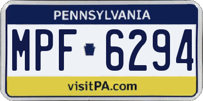 PA license plate MPF6294