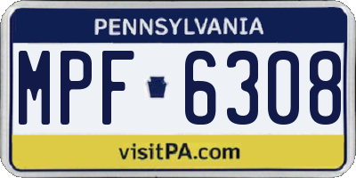 PA license plate MPF6308