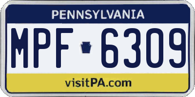 PA license plate MPF6309