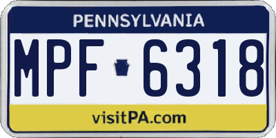 PA license plate MPF6318