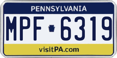PA license plate MPF6319