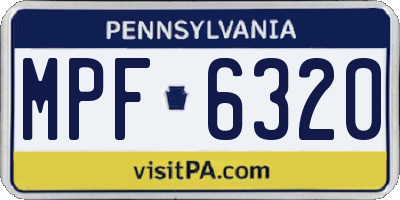PA license plate MPF6320