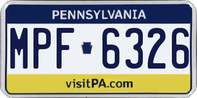 PA license plate MPF6326