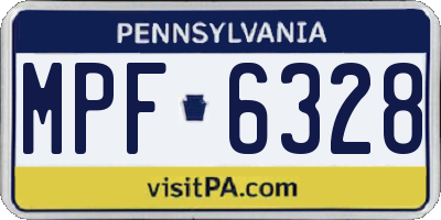 PA license plate MPF6328