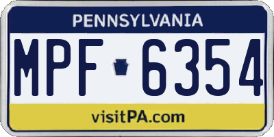 PA license plate MPF6354