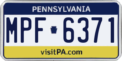PA license plate MPF6371
