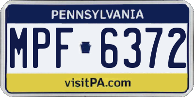 PA license plate MPF6372