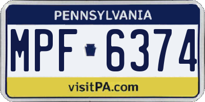 PA license plate MPF6374
