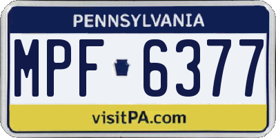 PA license plate MPF6377