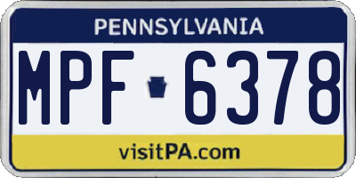 PA license plate MPF6378