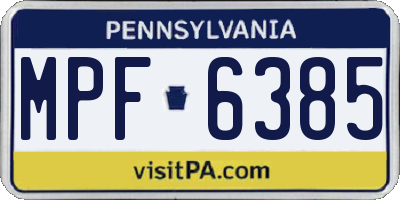 PA license plate MPF6385
