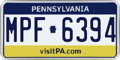 PA license plate MPF6394