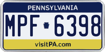 PA license plate MPF6398
