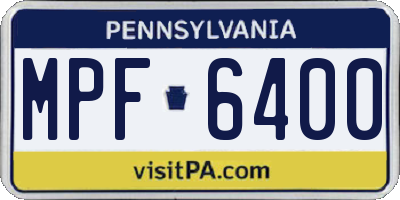 PA license plate MPF6400