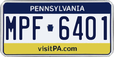 PA license plate MPF6401
