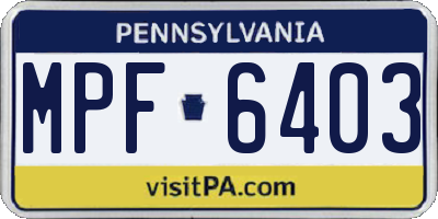 PA license plate MPF6403