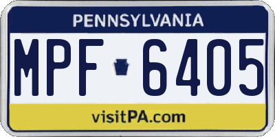 PA license plate MPF6405