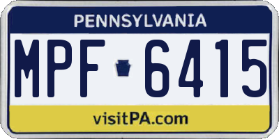 PA license plate MPF6415