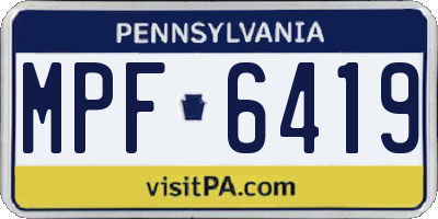 PA license plate MPF6419