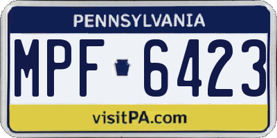 PA license plate MPF6423