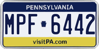PA license plate MPF6442