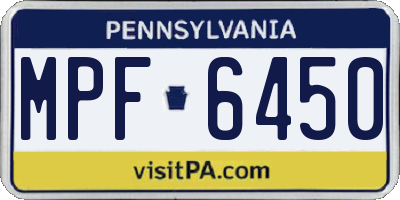 PA license plate MPF6450