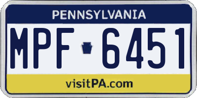 PA license plate MPF6451