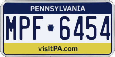 PA license plate MPF6454