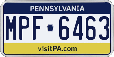 PA license plate MPF6463