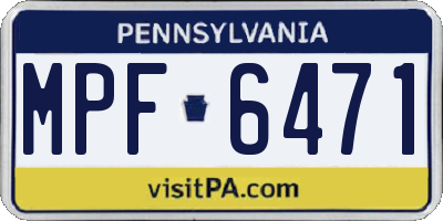 PA license plate MPF6471