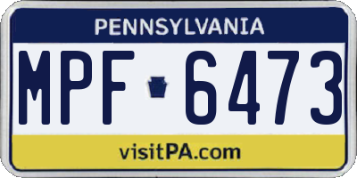 PA license plate MPF6473