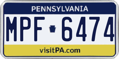 PA license plate MPF6474