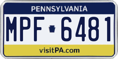 PA license plate MPF6481