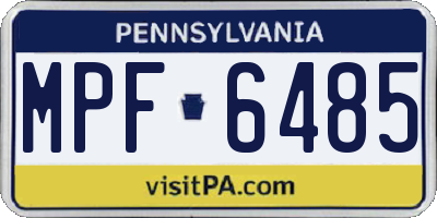 PA license plate MPF6485