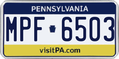 PA license plate MPF6503