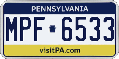 PA license plate MPF6533