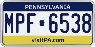 PA license plate MPF6538