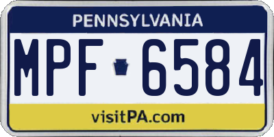 PA license plate MPF6584