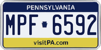 PA license plate MPF6592