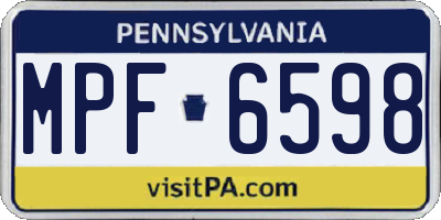 PA license plate MPF6598
