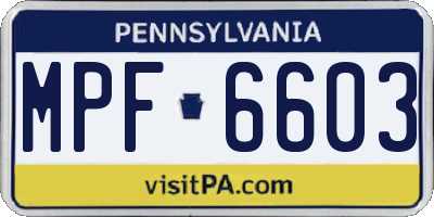 PA license plate MPF6603